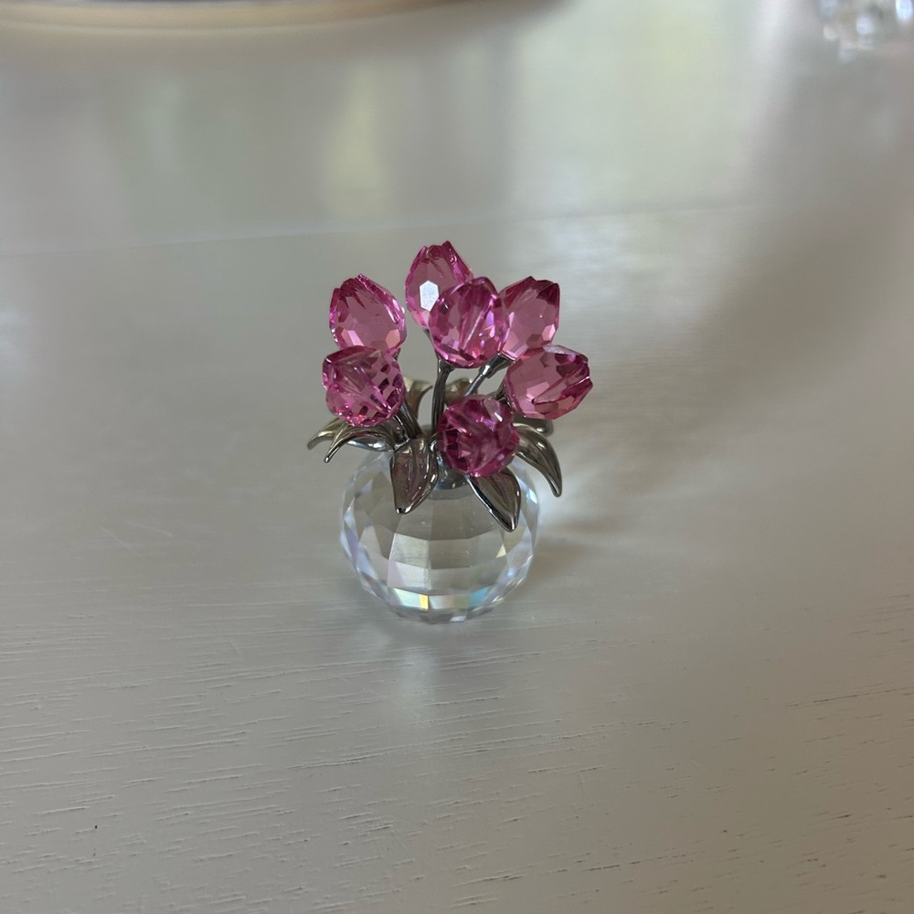 Crystal Flower Ornament with Pink Petals Swarovski